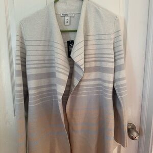 White House Black Market Silver Striped Cardigan